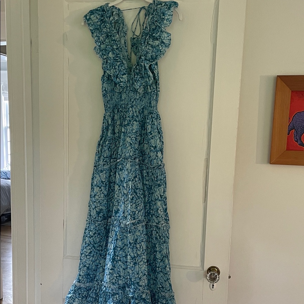 Love the Label Blue Floral Ruffle Maxi Dress